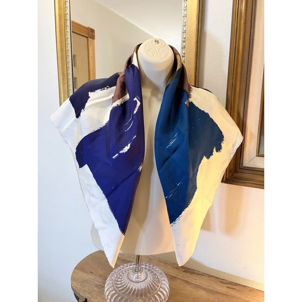 Vintage Geoffrey Beene Scarf Abstract Brushstroke Colorblock Modernist Square
